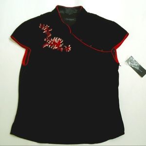 Context Black Velvet Cap Sleeve Top Sz 10